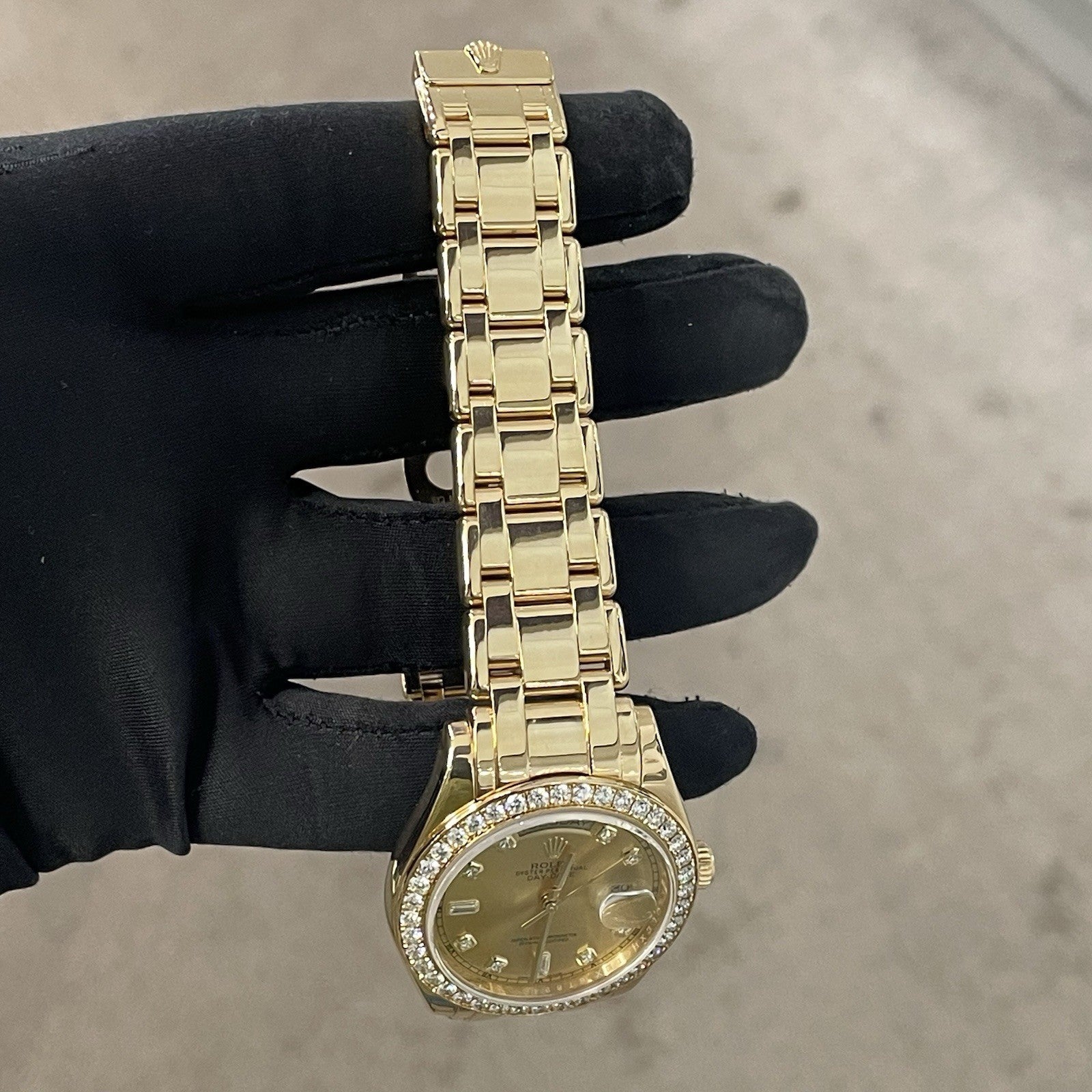 ROLEX DAY-DATE 39mm MASTERPIECE PEARLMASTER FULL FACTORY YELLOW GOLD ref: 18948