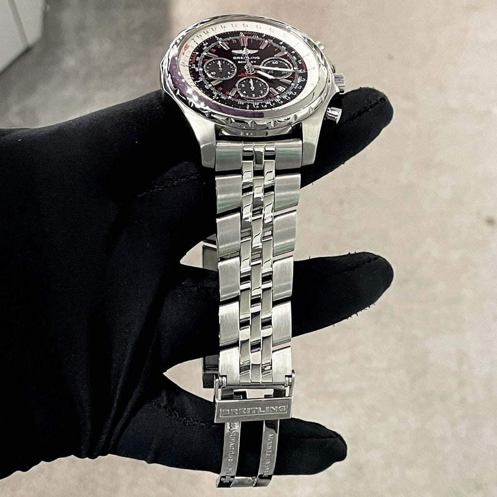 BREITLING BENTLEY MOTORS T 49mm BLACK BURGUNDY DIAL STAINLESS STEEL ref: A25363
