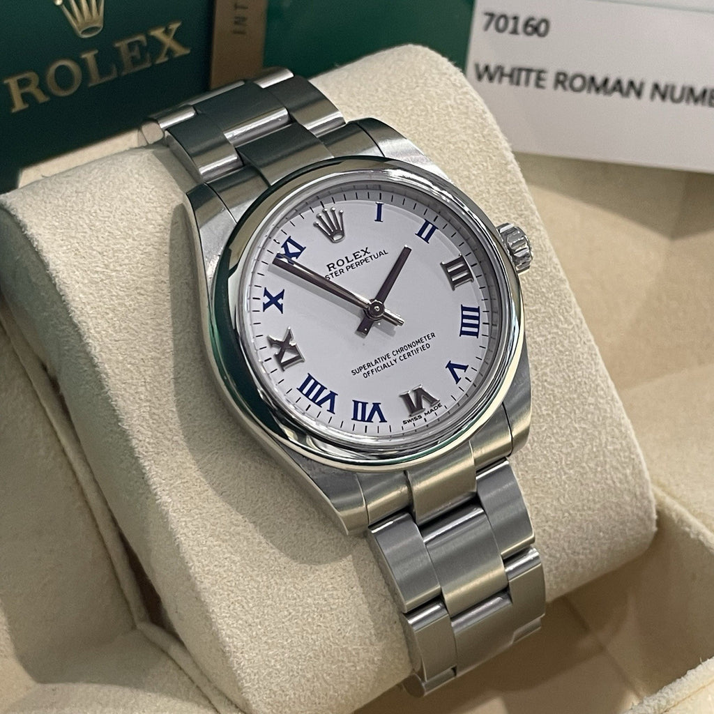 ROLEX OYSTER PERPETUAL 31mm WHITE ROMAN DIAL OYSTERSTEEL ref: 177200