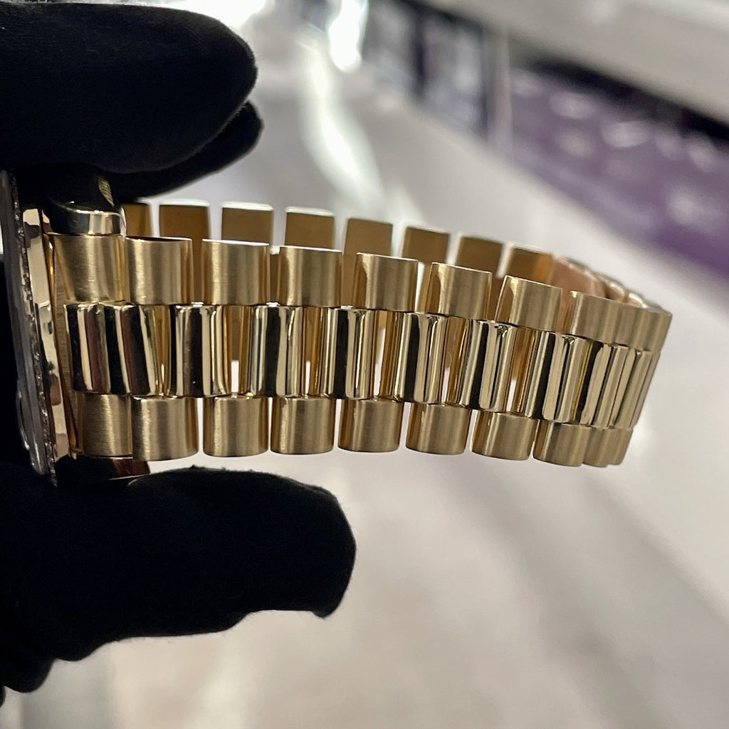 ROLEX DAY-DATE 36 WHITE ROMAN DIAL YELLOW GOLD PRESIDENTIAL DIA BEZEL ref: 18238