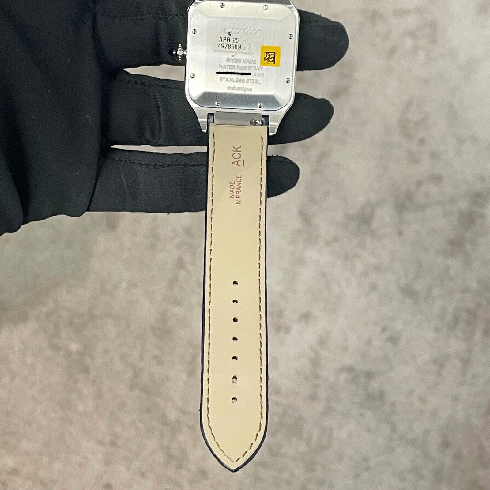 CARTIER SANTOS-DUMONT XL DIAMOND BEZEL NAVY BLUE ALLIGATOR ref: WSSA0032 (4305)