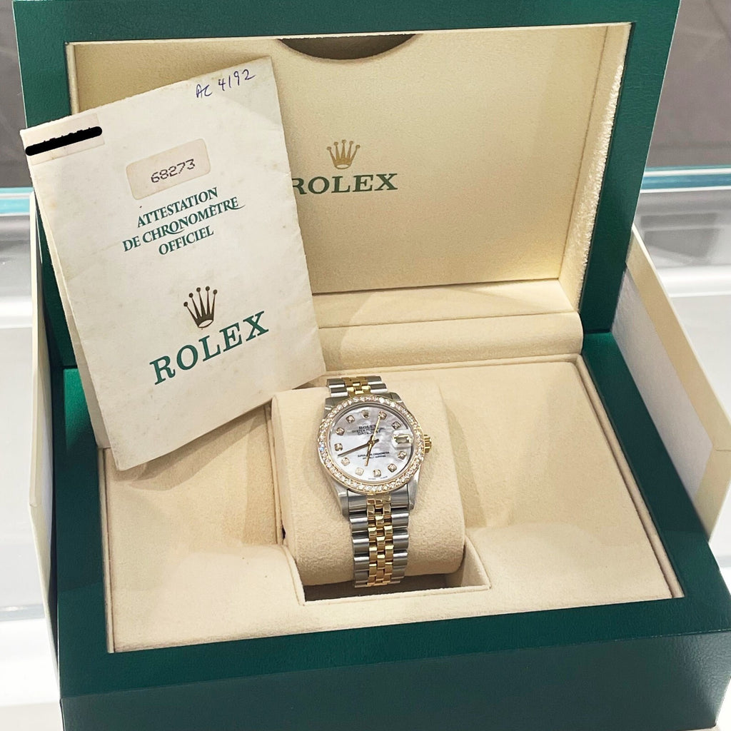 ROLEX DATEJUST 31mm MOTHER OF PEARL 2-TONE JUBILEE DIAMOND BEZEL ref: 68273