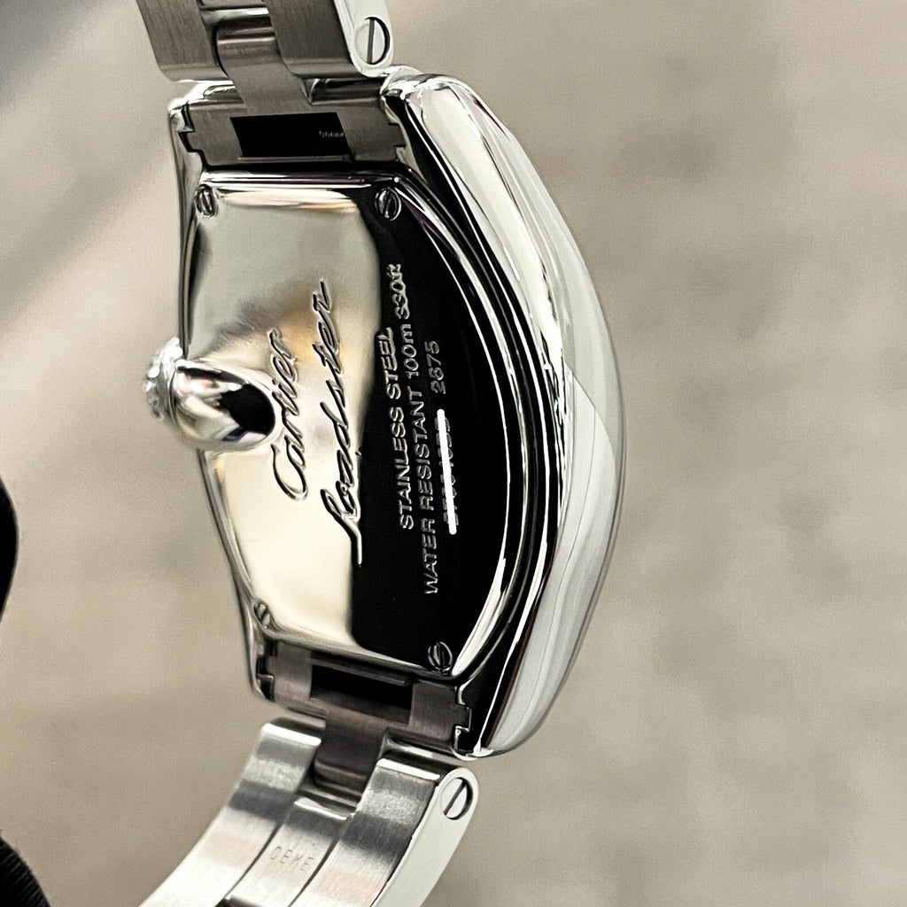 CARTIER ROADSTER LADIES BLUE ROMAN DIAMOND BEZEL STAINLESS ref: W62053V3