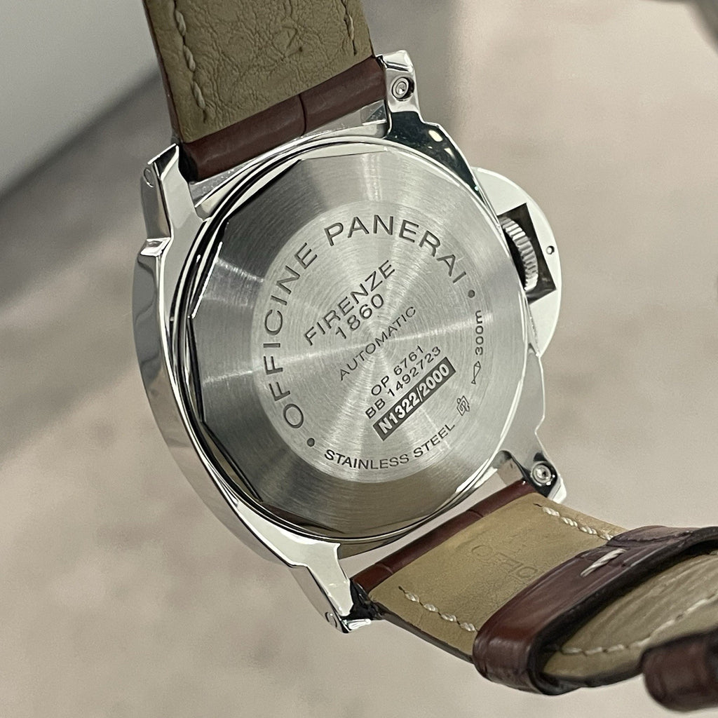 PANERAI LUMINOR GMT 44mm BLACK DIAL BROWN ALLIGATOR DIAMOND BEZEL ref: PAM00088