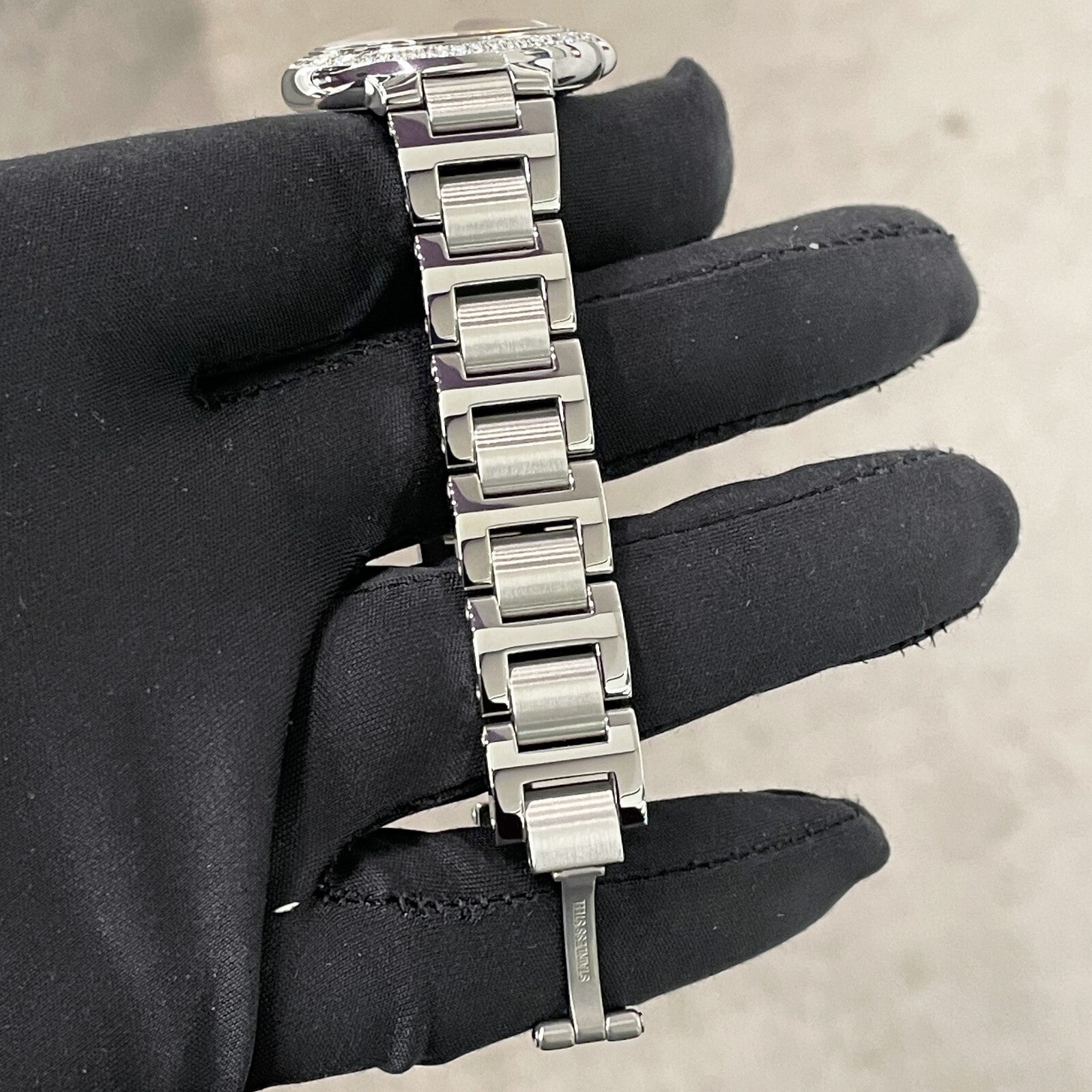 CARTIER BALLON BLEU 33mm RED DIAL DIAMOND BEZEL STAINLESS STEEL ref: WSBB0052