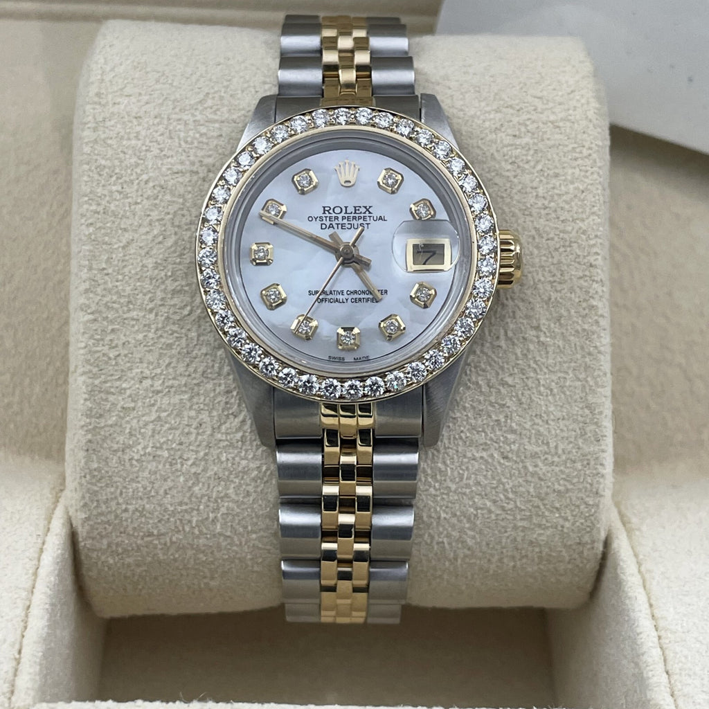ROLEX LADY-DATEJUST 26mm MOTHER OF PEARL DIAL DIAMOND BEZEL JUBILEE ref: 69173