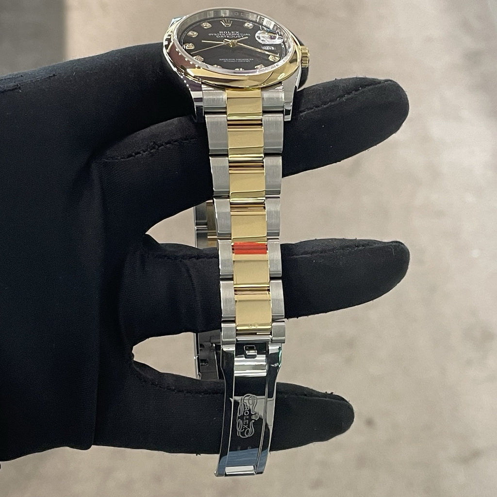 ROLEX DATEJUST 36mm BLACK DIAMOND DIAL YELLOW GOLD OYSTERSTEEL ref: 126203