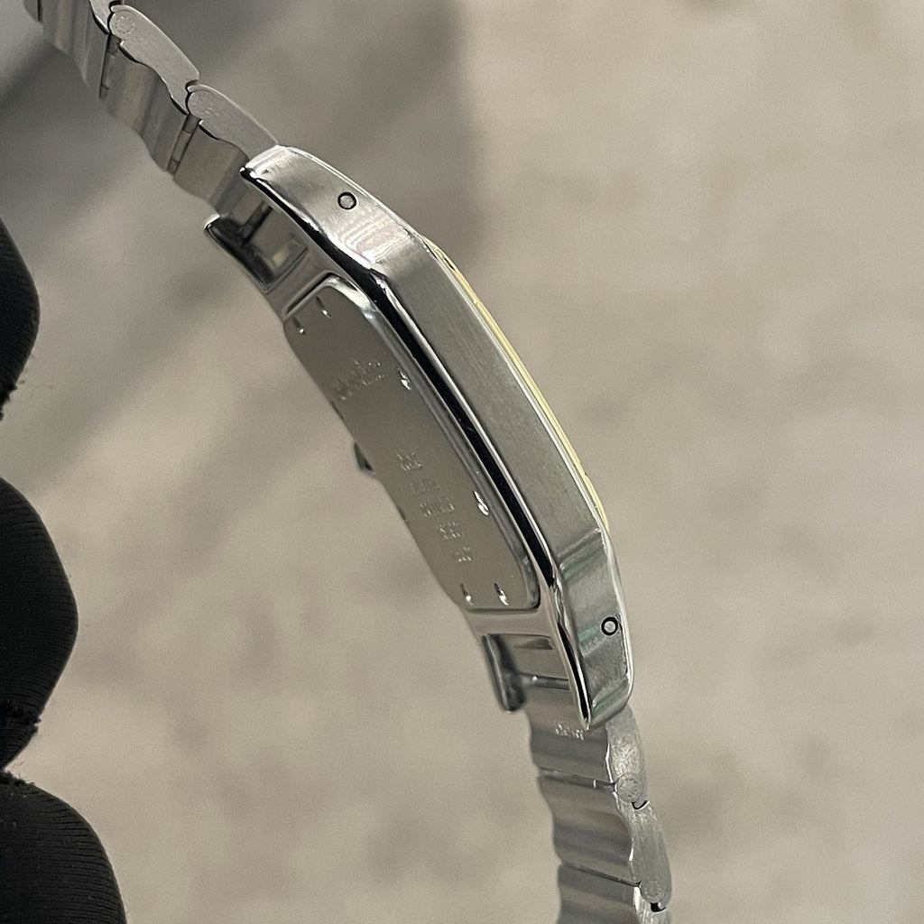 CARTIER SANTOS GALBEE LARGE YELLOW GOLD STAINLESS DIAMOND BEZEL ref: 187901