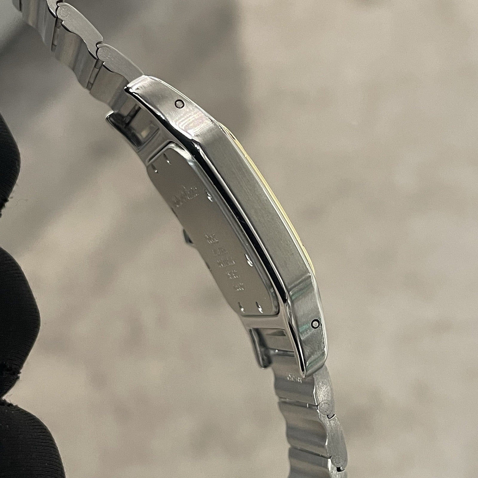 CARTIER SANTOS GALBEE LARGE YELLOW GOLD STAINLESS DIAMOND BEZEL ref: 187901