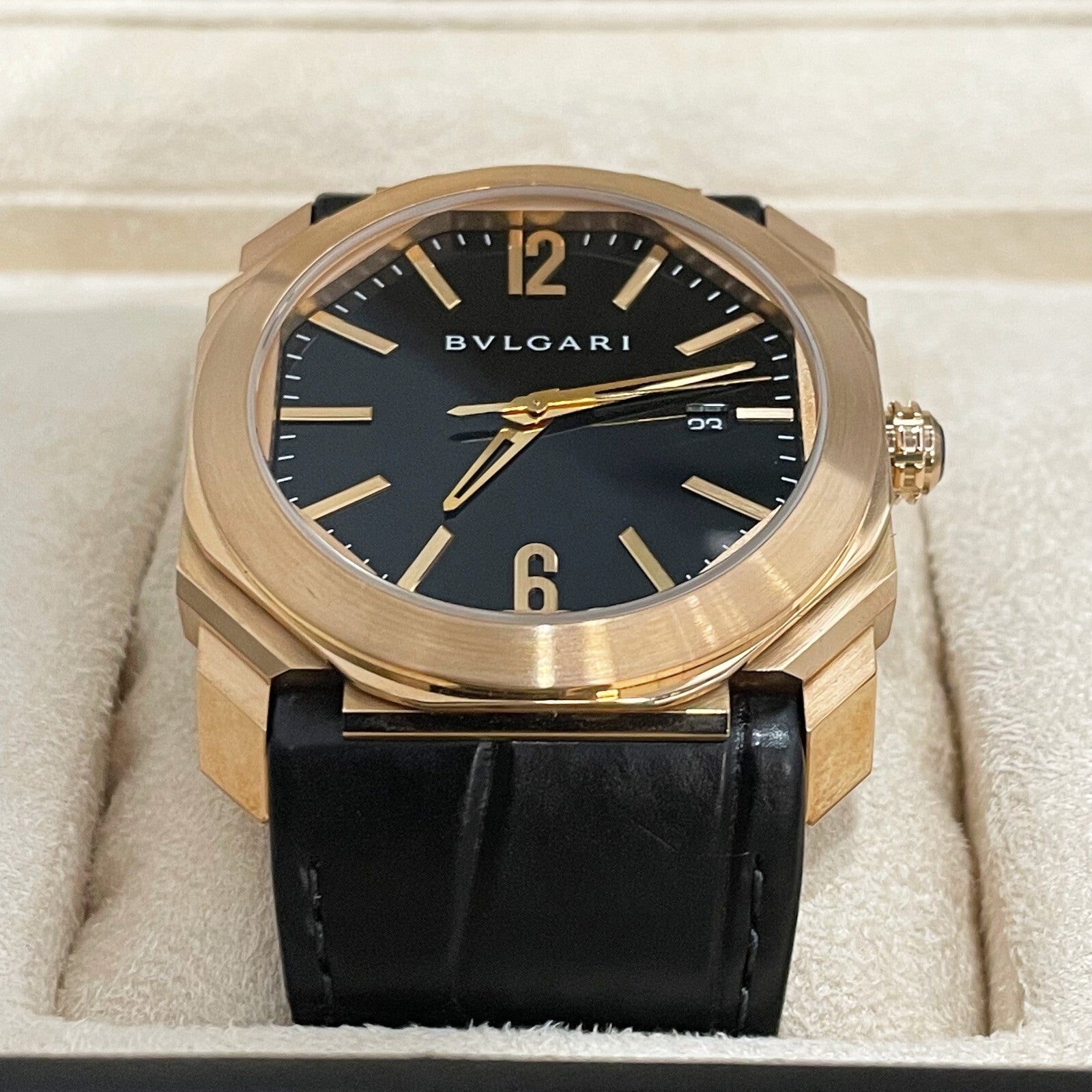 BVLGARI OCTO SOLOTEMPO 41mm ROSE GOLD BLACK DIAL ref: 101963