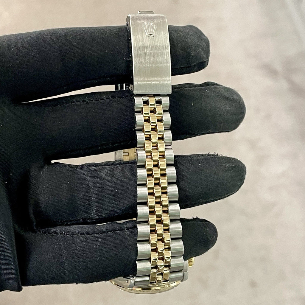 ROLEX DATEJUST 31mm FACTORY GREY JUBILEE DIAMOND DIAL 2-TONE FLUTED ref: 68273