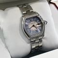 CARTIER ROADSTER LADIES BLUE ROMAN DIAMOND BEZEL STAINLESS ref: W62053V3