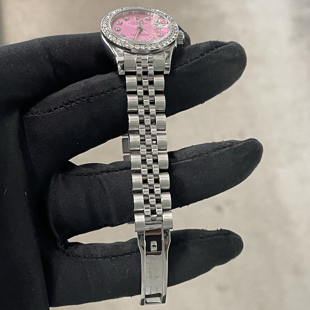 ROLEX LADY-DATEJUST 26mm PINK DIAMOND DIAL DIAMOND BEZEL JUBILEE ref: 179174