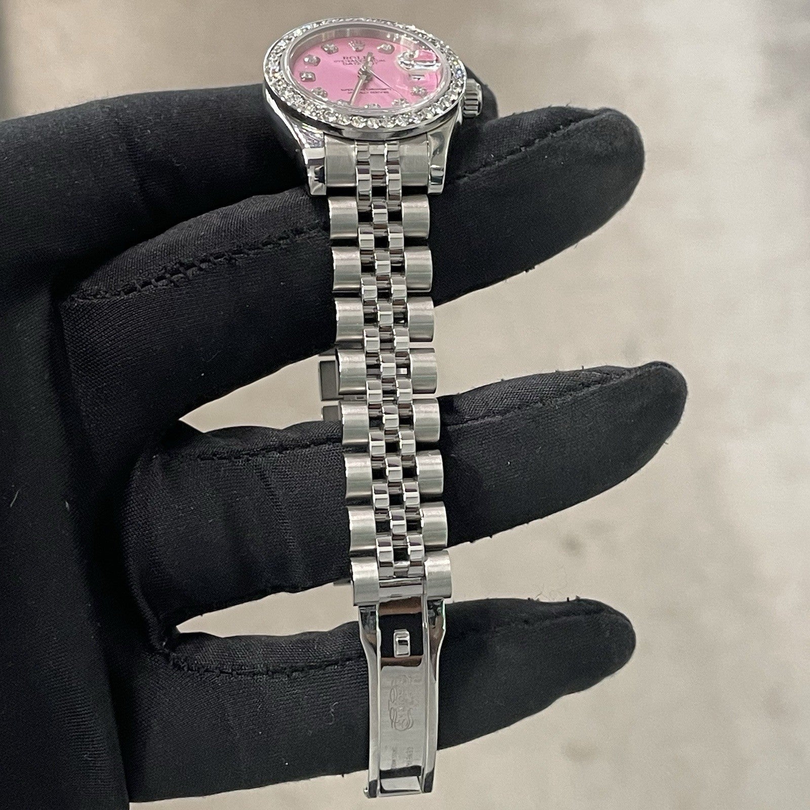 ROLEX LADY-DATEJUST 26mm PINK DIAMOND DIAL DIAMOND BEZEL JUBILEE ref: 179174