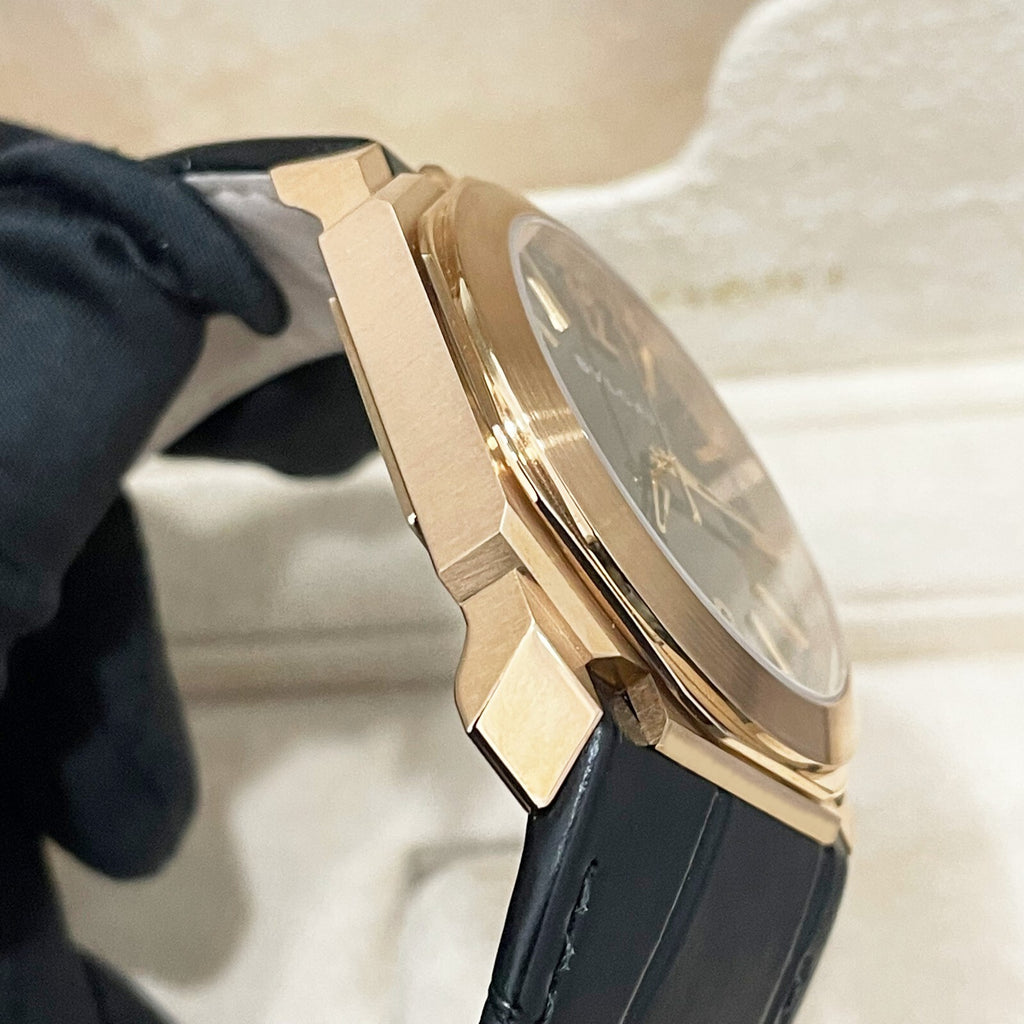 BVLGARI OCTO SOLOTEMPO 41mm ROSE GOLD BLACK DIAL ref: 101963