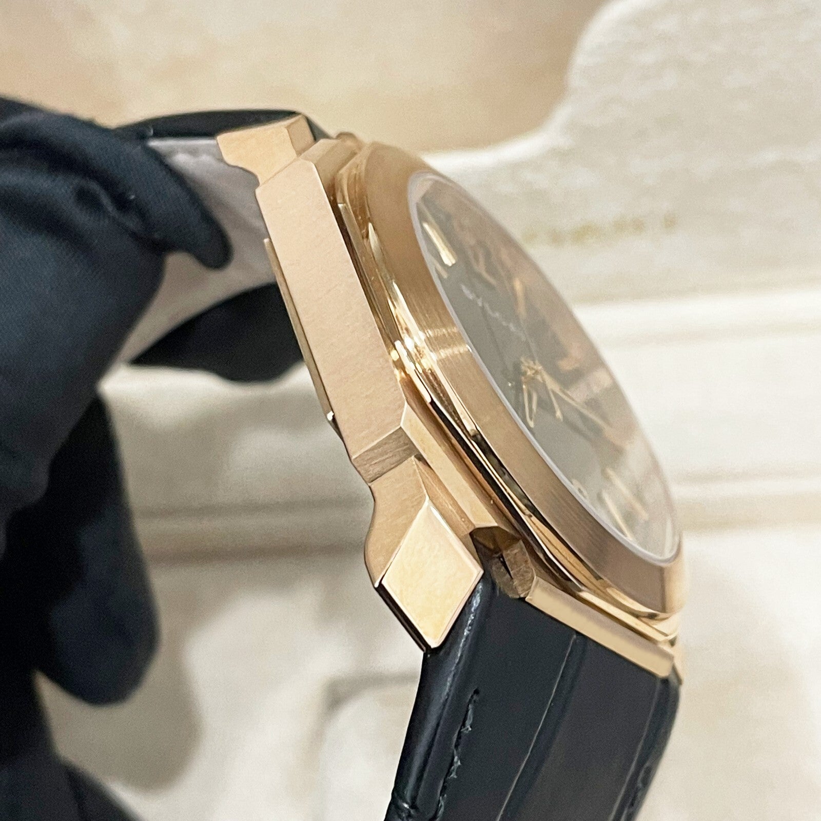 BVLGARI OCTO SOLOTEMPO 41mm ROSE GOLD BLACK DIAL ref: 101963