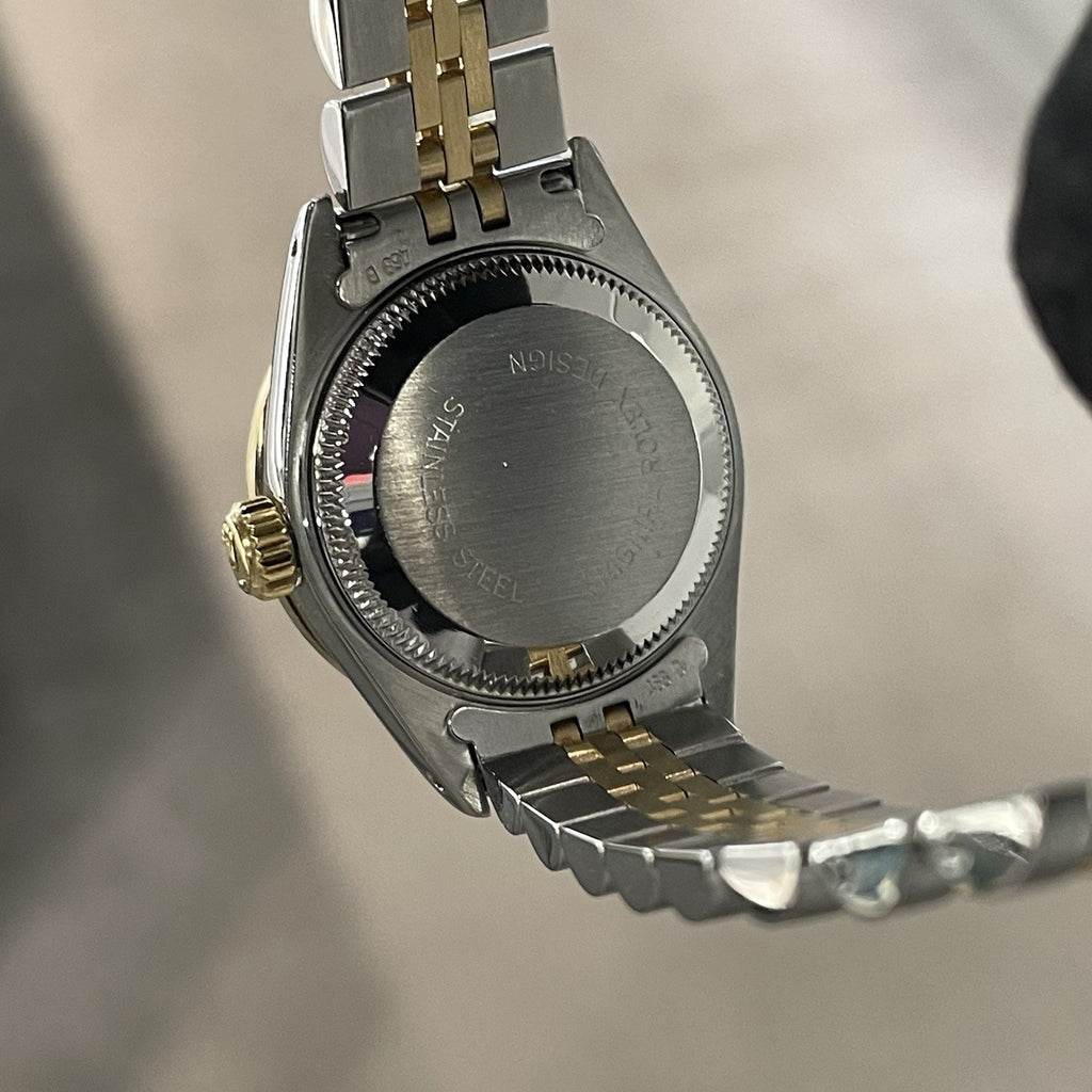 ROLEX LADY-DATEJUST 26mm WHITE ROMAN DIAL DIAMOND BEZEL JUBILEE 2TONE ref: 69173