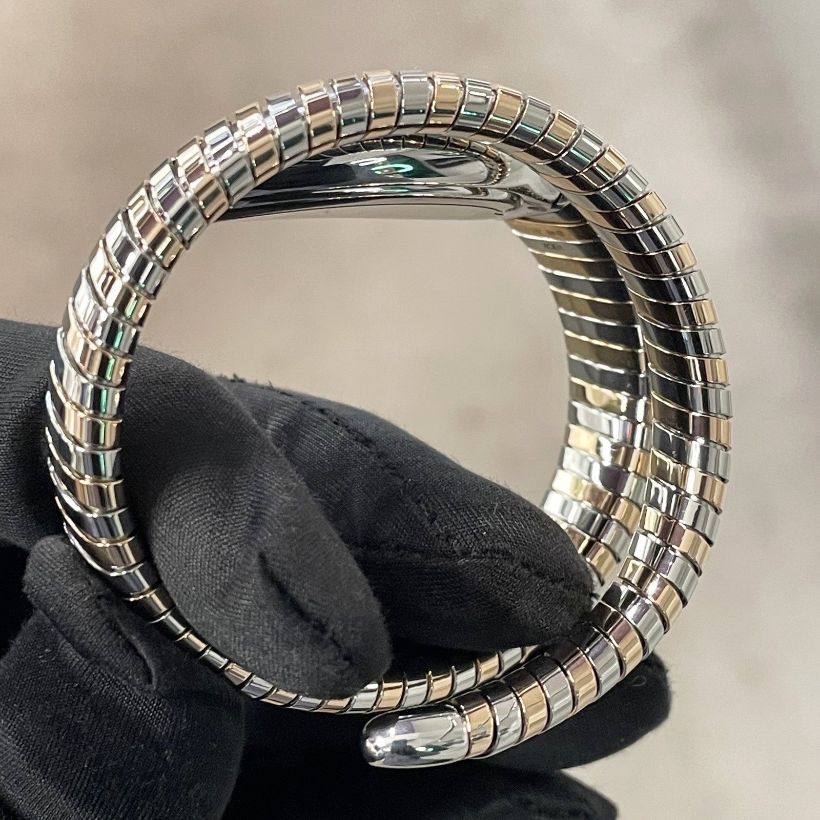 BVLGARI SERPENTI TUBOGAS 35mm GREEN DIAL FACTORY DIAMOND BEZEL ref: 102790