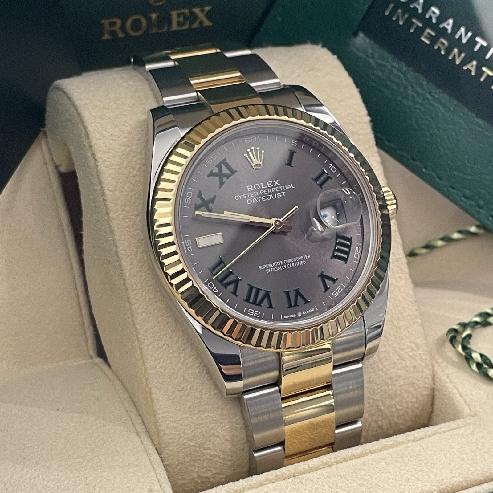 ROLEX DATEJUST 41mm WIMBLEDON DIAL YELLOW GOLD OYSTERSTEEL FLUTED ref: 126333