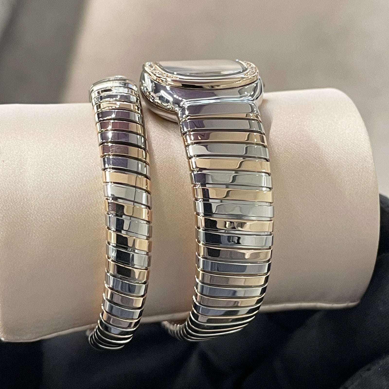 BVLGARI SERPENTI TUBOGAS 35mm GREEN DIAL FACTORY DIAMOND BEZEL ref: 102790