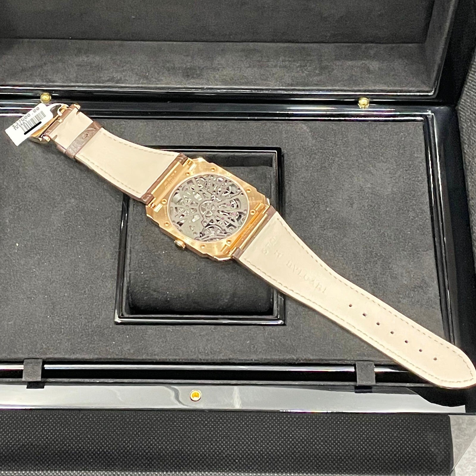 BVLGARI OCTO FINISSIMO SKELETON 8-DAYS 40mm ROSE GOLD ALLIGATOR ref: 103667