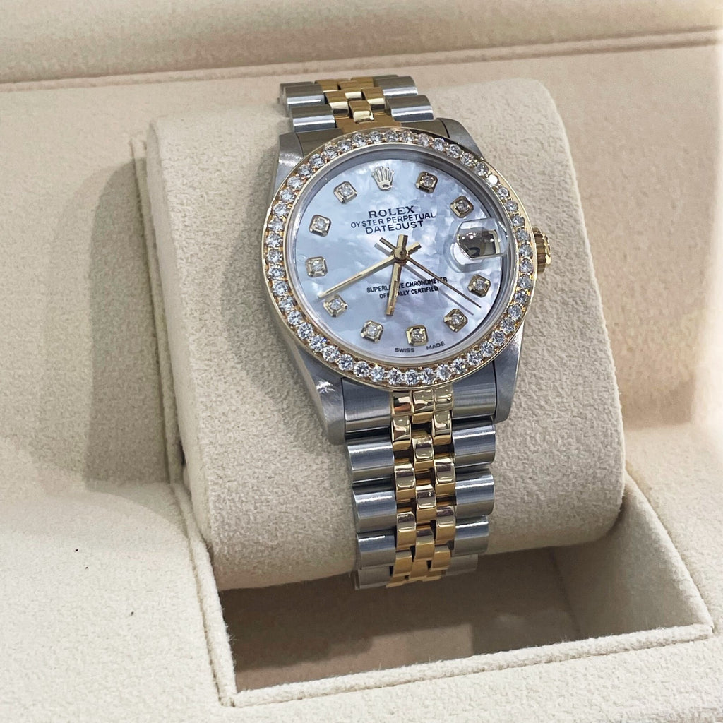 ROLEX DATEJUST 31mm MOTHER OF PEARL 2-TONE JUBILEE DIAMOND BEZEL ref: 68273