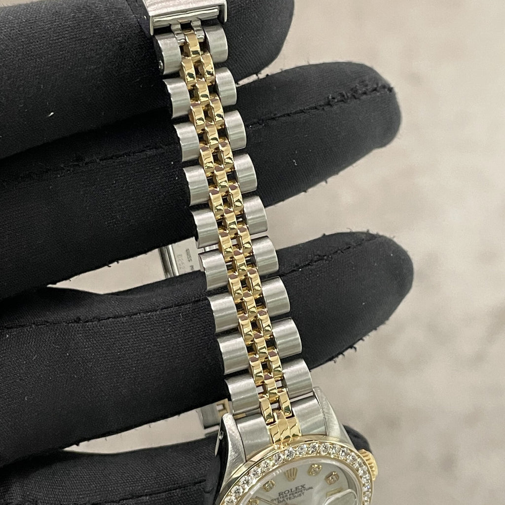 ROLEX LADY-DATEJUST 26mm MOTHER OF PEARL DIAL DIAMOND BEZEL JUBILEE ref: 69173