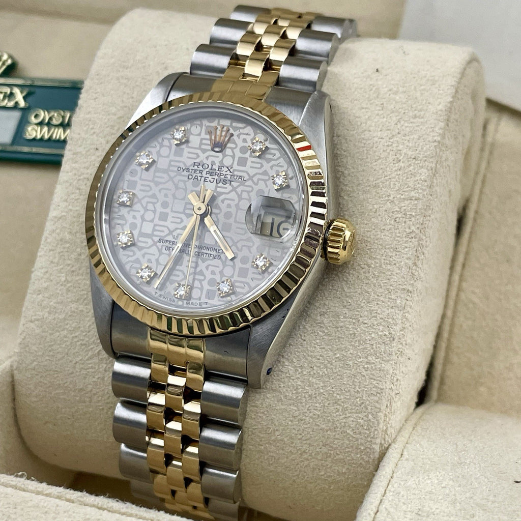 ROLEX DATEJUST 31mm FACTORY GREY JUBILEE DIAMOND DIAL 2-TONE FLUTED ref: 68273