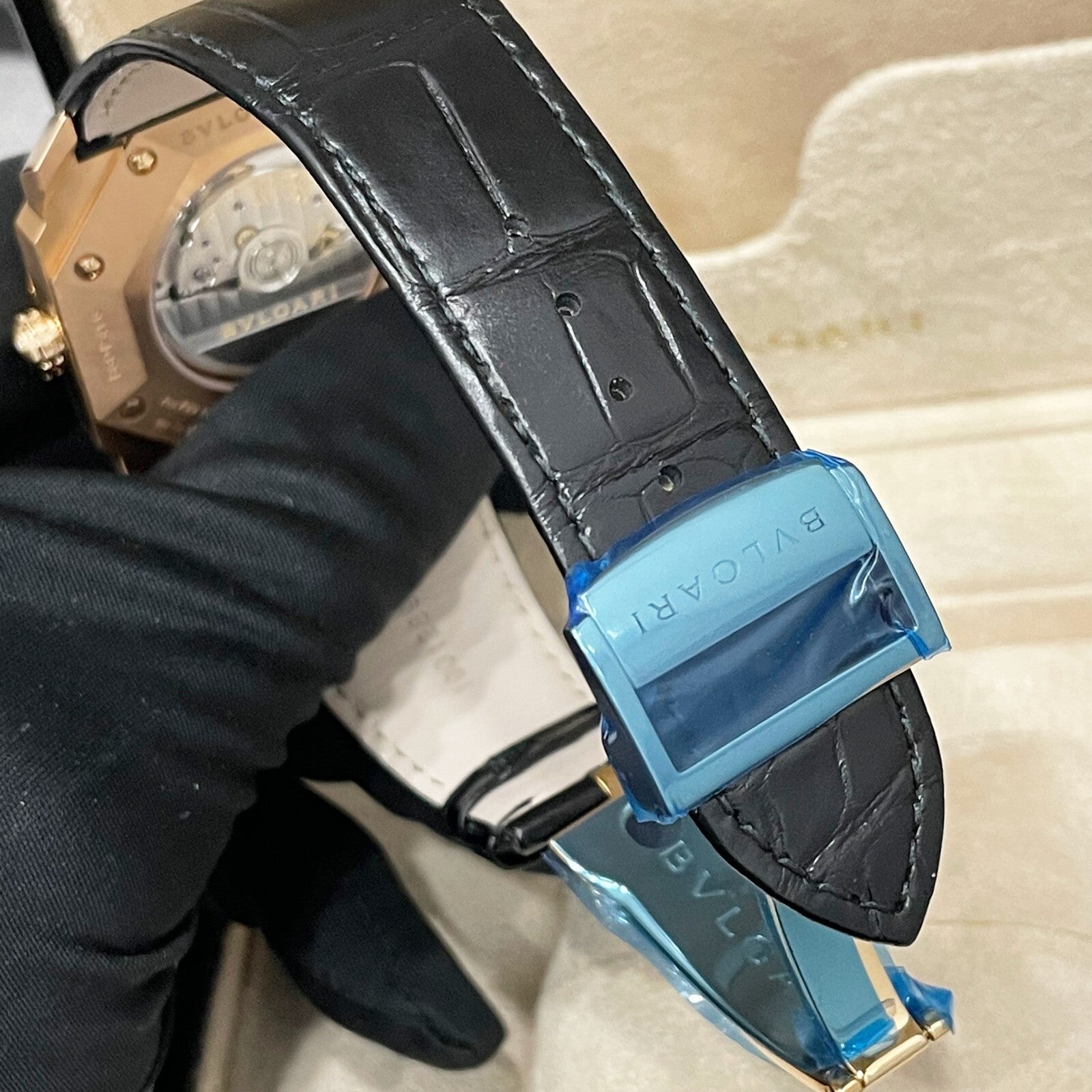 BVLGARI OCTO SOLOTEMPO 41mm ROSE GOLD BLACK DIAL ref: 101963