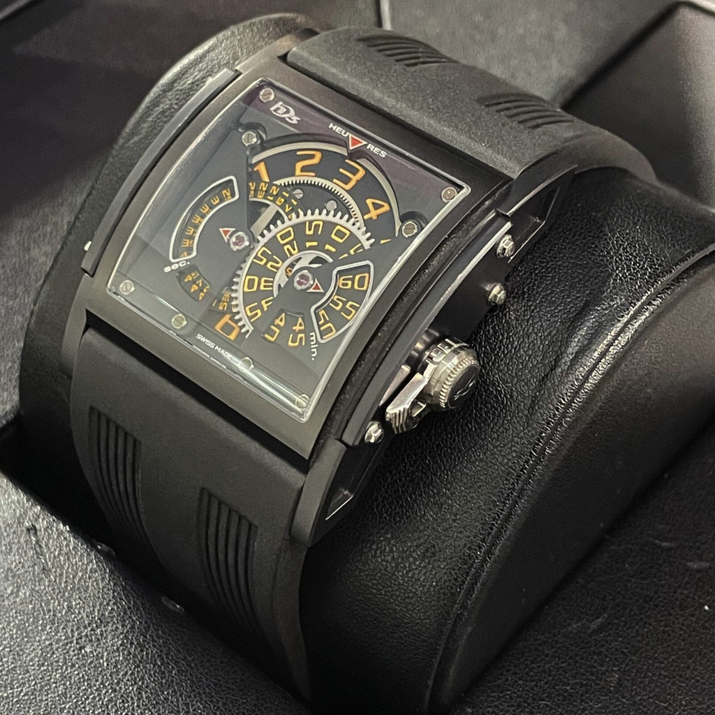 HD3 THREE MINDS 44mm TITANIUM PVD BLACK RUBBER ORANGE NUMBERS LIMITED TO 33 MADE