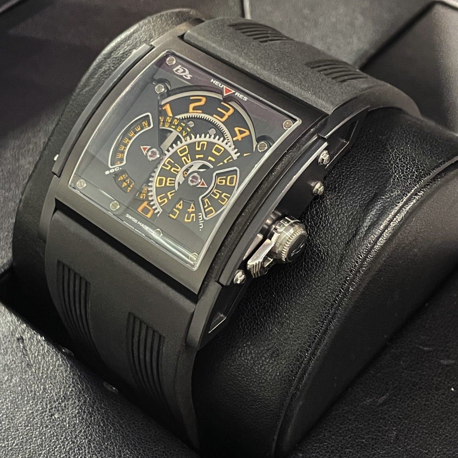 HD3 THREE MINDS 44mm TITANIUM PVD BLACK RUBBER ORANGE NUMBERS LIMITED TO 33 MADE