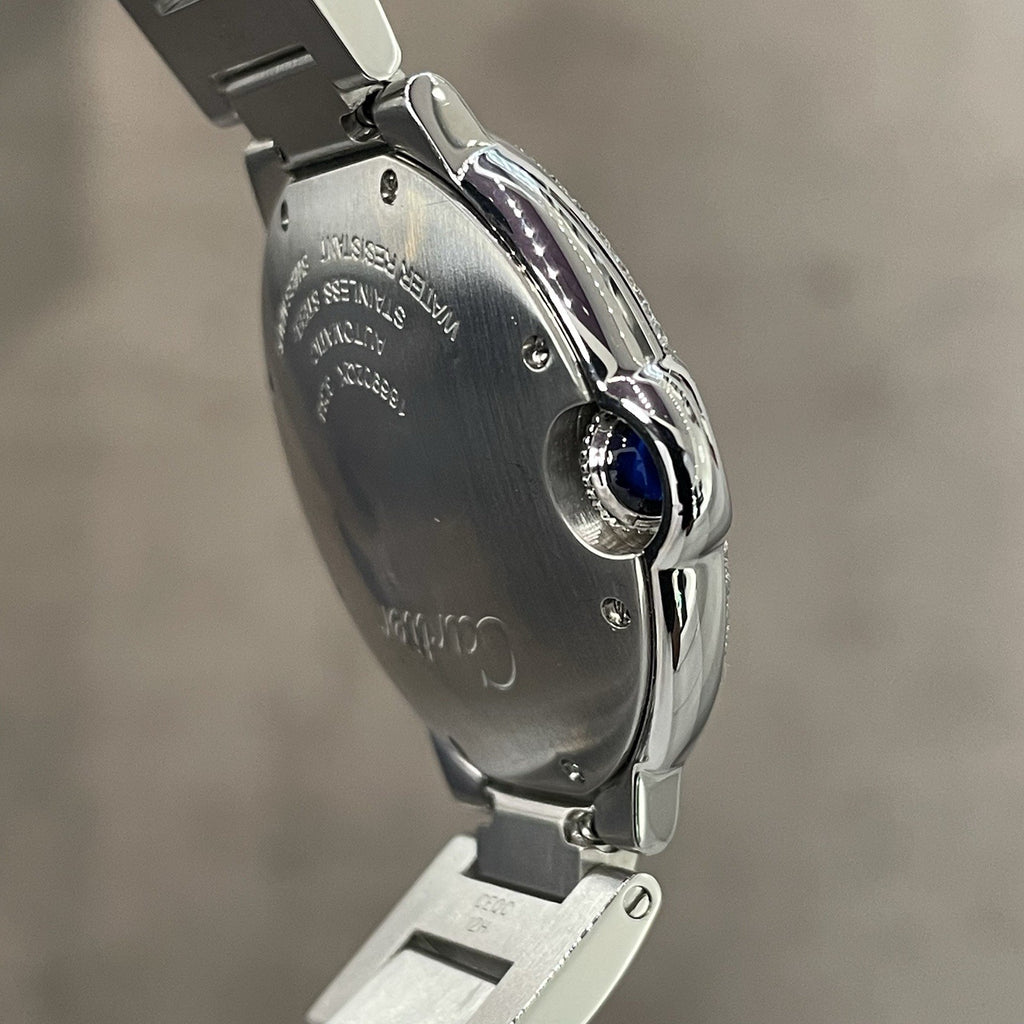 CARTIER BALLON BLEU 36mm SILVER DIAL DIAMOND BEZEL STAINLESS STEEL ref: W6920046