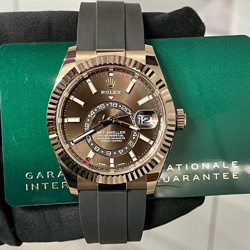 ROLEX SKY-DWELLER 42mm ROSE GOLD CHOCOLATE DIAL OYSTERFLEX ref: 326235
