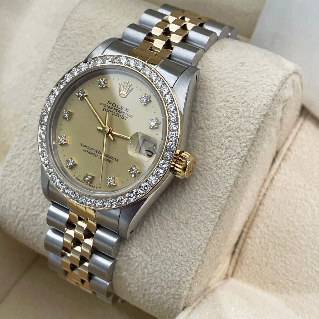 ROLEX DATEJUST 31mm GOLD DIAMOND DIAL TWO-TONE JUBILEE DIAMOND BEZEL ref: 68273