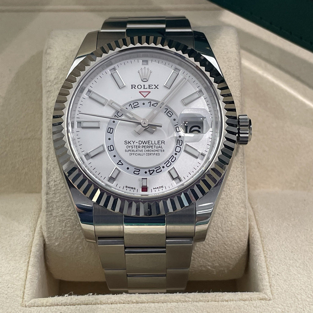ROLEX SKY-DWELLER 42mm WHITE DIAL OYSTERSTEEL ref: 326934