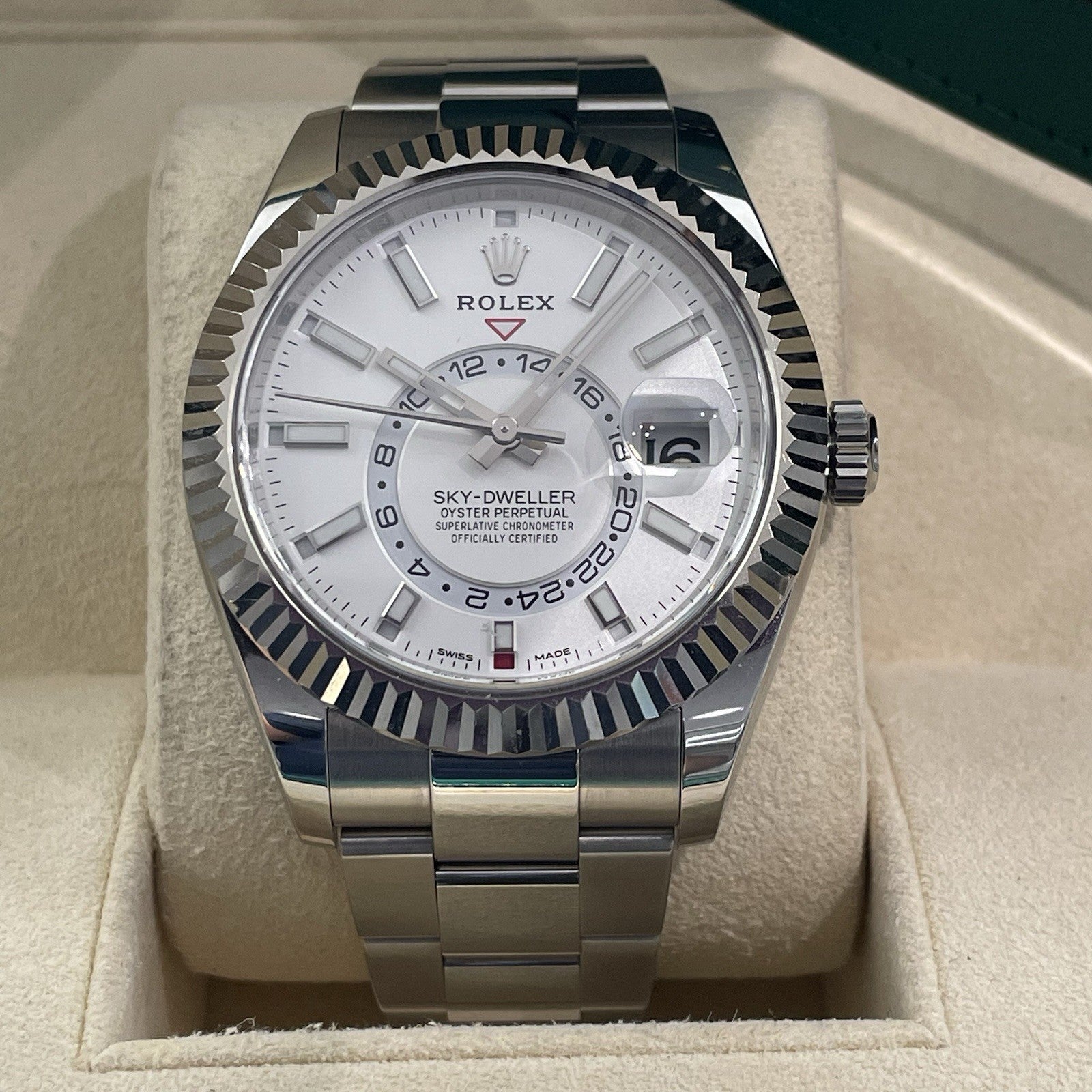 ROLEX SKY-DWELLER 42mm WHITE DIAL OYSTERSTEEL ref: 326934