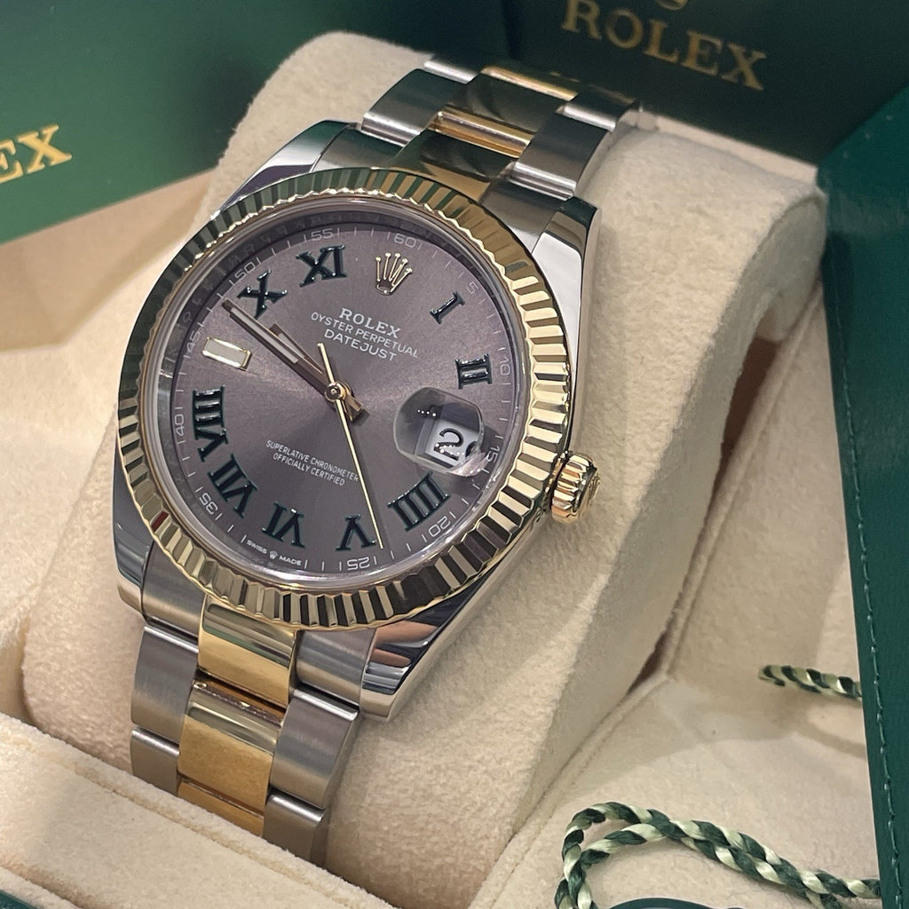 ROLEX DATEJUST 41mm WIMBLEDON DIAL YELLOW GOLD OYSTERSTEEL FLUTED ref: 126333