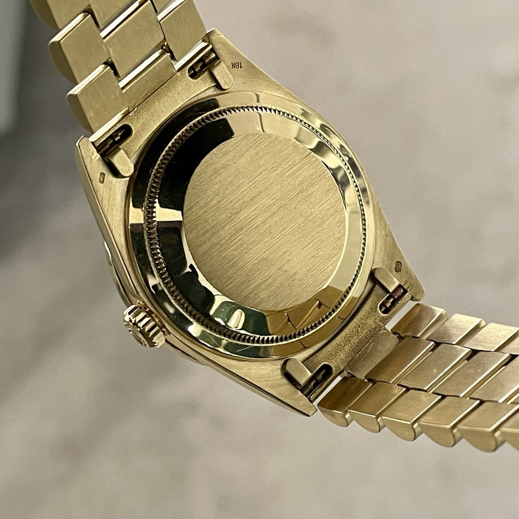 ROLEX DAY-DATE 36 PAVE ROMAN DIAL YELLOW GOLD PRESIDENTIAL DIA BEZEL ref: 18238