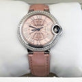 CARTIER BALLON BLEU 33mm PINK DIAL PINK STRAP DIAMOND BEZEL ref: WSBB0031