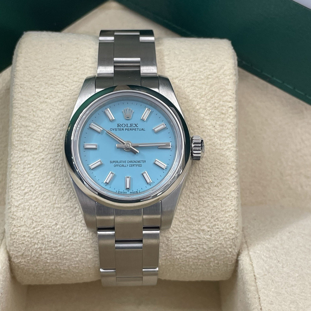 ROLEX OYSTER PERPETUAL 26mm TURQUOISE BLUE DIAL OYSTERSTEEL ref: 176200