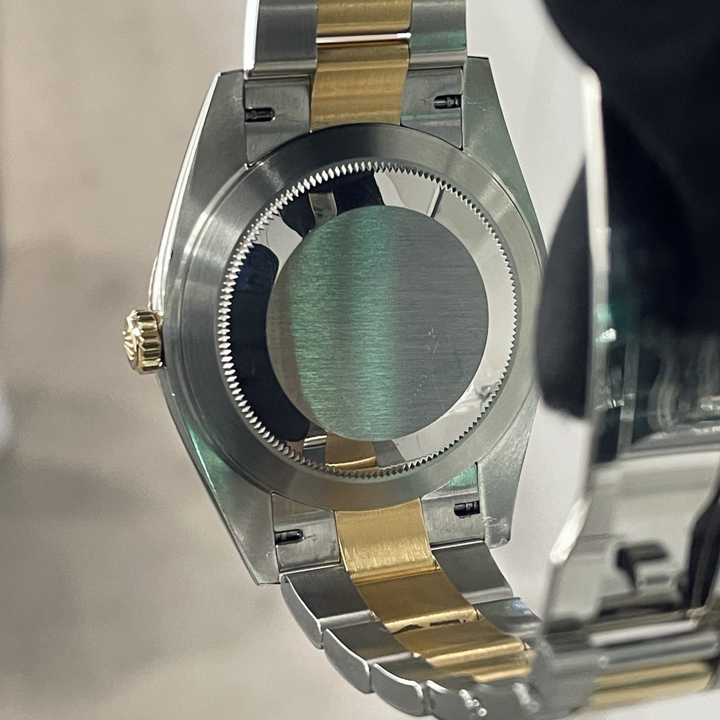 ROLEX DATEJUST 41mm WHITE DIAL YELLOW GOLD STEEL FLUTED BEZEL ref: 126333