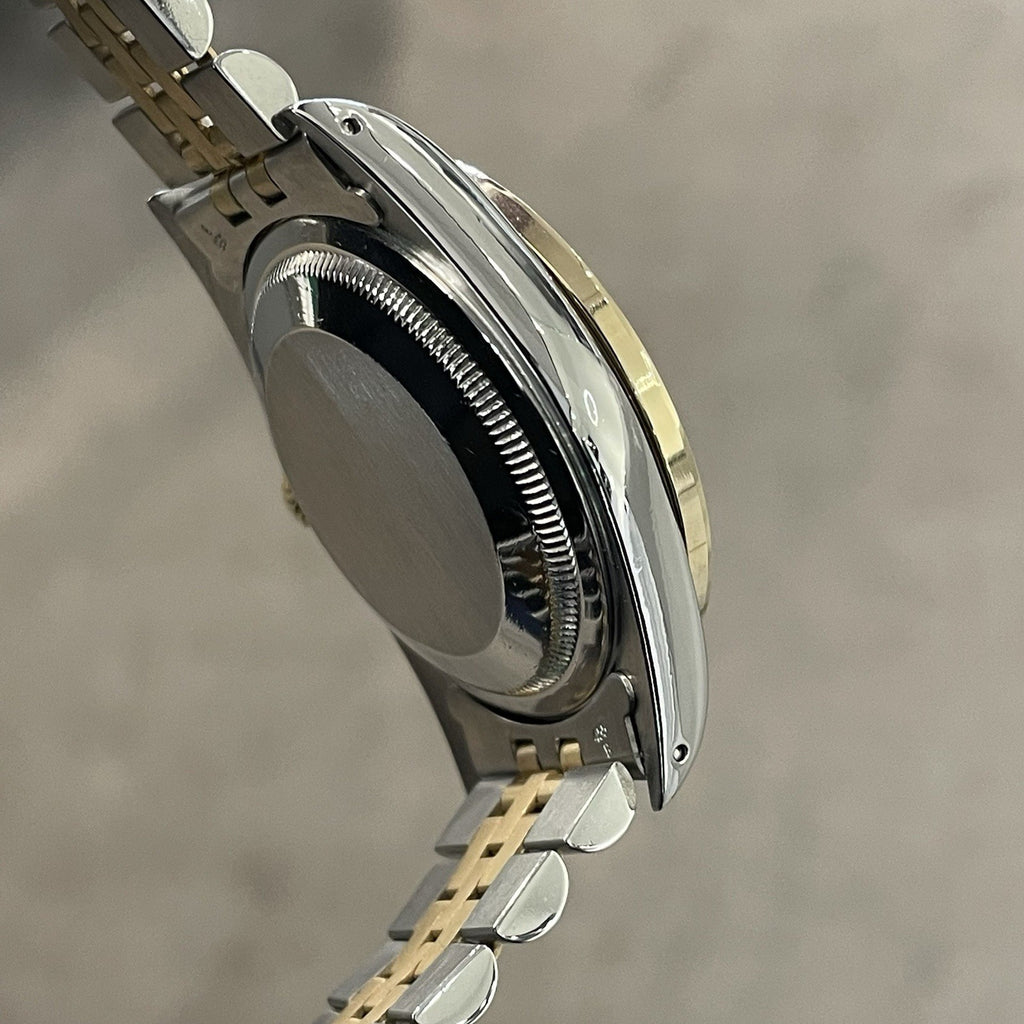 ROLEX DATEJUST 36 MOTHER OF PEARL YELLOW GOLD STAINLESS DIAMOND BEZEL ref: 16233