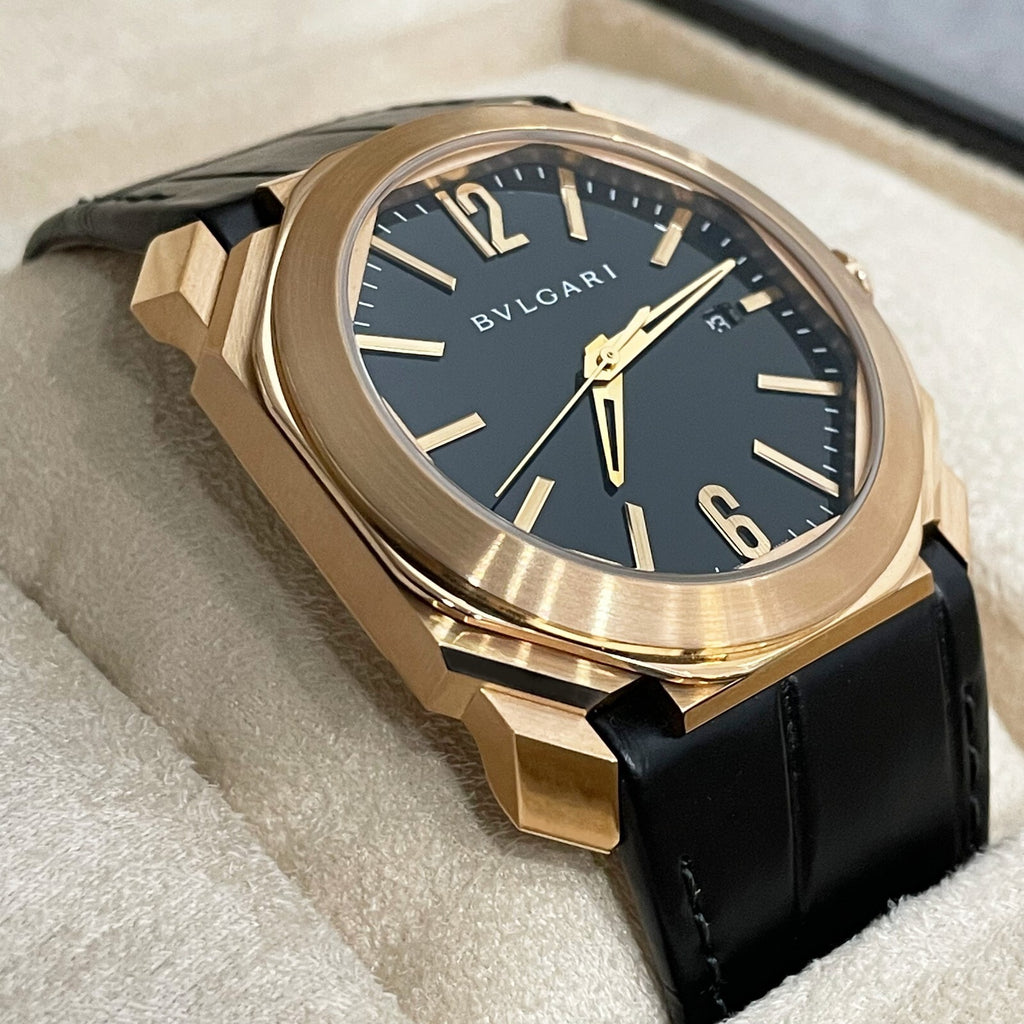 BVLGARI OCTO SOLOTEMPO 41mm ROSE GOLD BLACK DIAL ref: 101963
