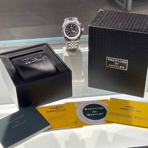 BREITLING BENTLEY MOTORS T 49mm BLACK BURGUNDY DIAL STAINLESS STEEL ref: A25363