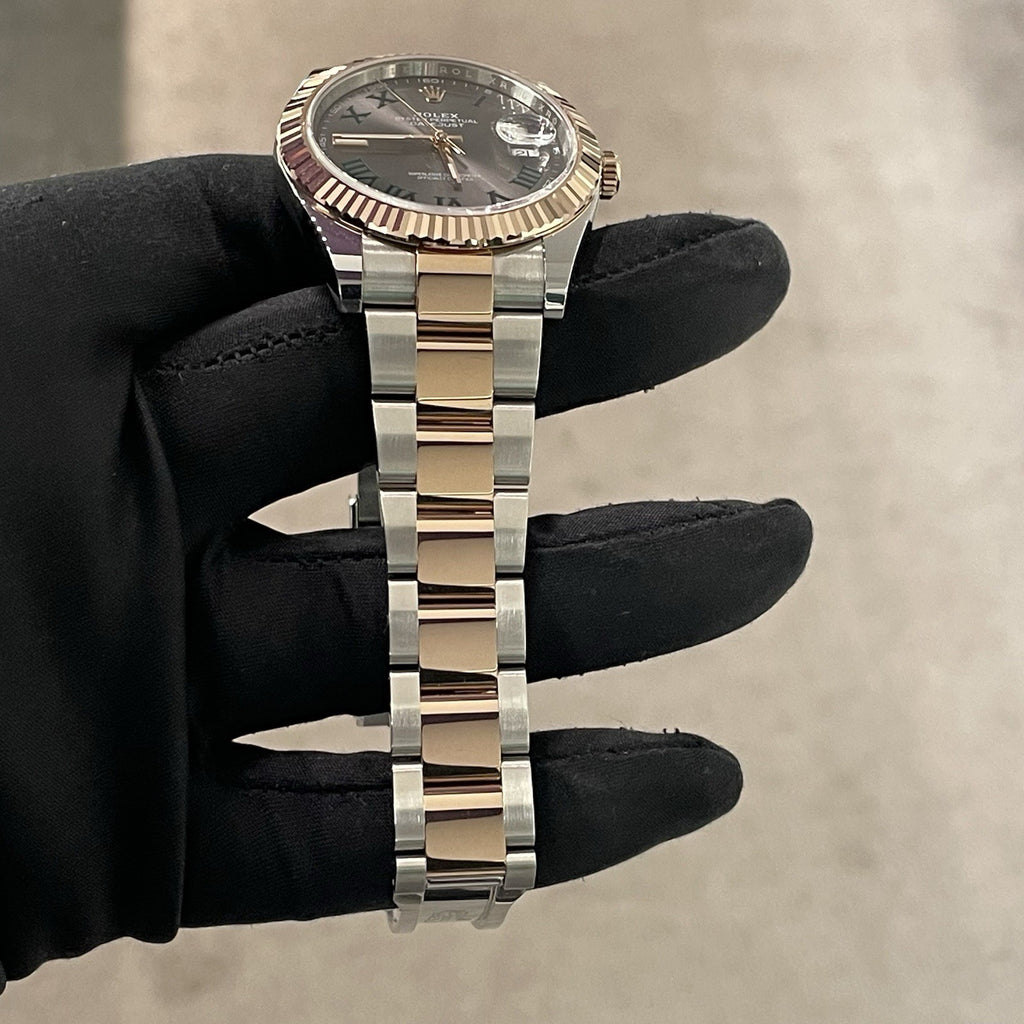 ROLEX DATEJUST 41mm WIMBLEDON ROSE GOLD STAINLESS OYSTER FLUTED ref: 126331