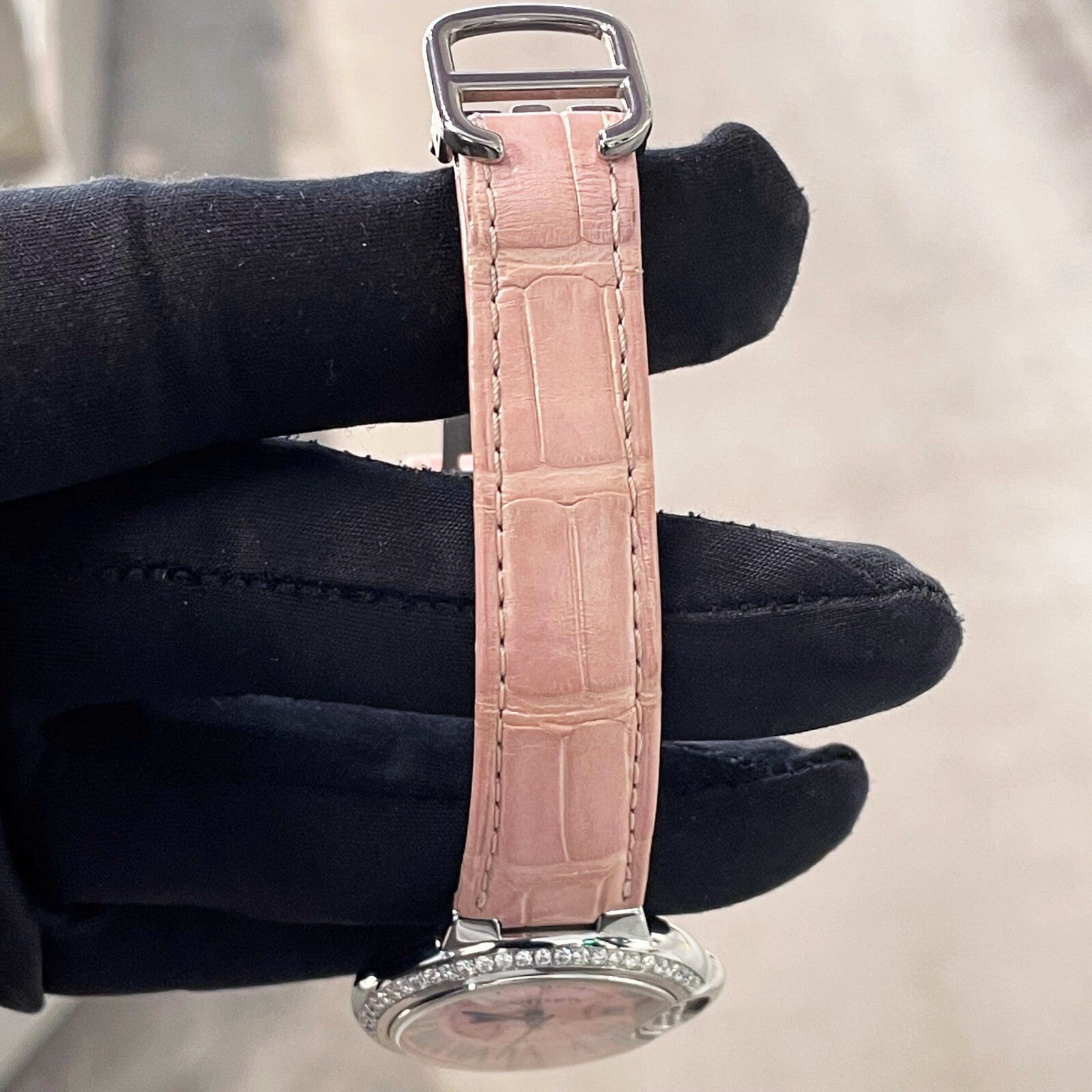 CARTIER BALLON BLEU 33mm PINK DIAL PINK STRAP DIAMOND BEZEL ref: WSBB0031