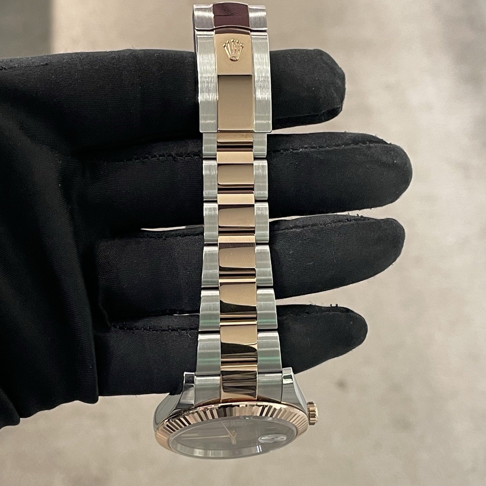 ROLEX DATEJUST 41mm WIMBLEDON ROSE GOLD STAINLESS OYSTER FLUTED ref: 126331