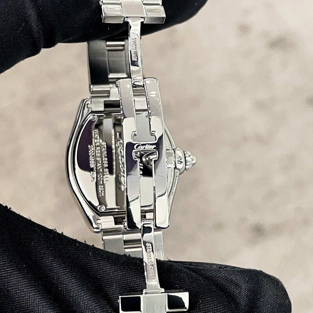 CARTIER ROADSTER LADIES BLUE ROMAN DIAMOND BEZEL STAINLESS ref: W62053V3