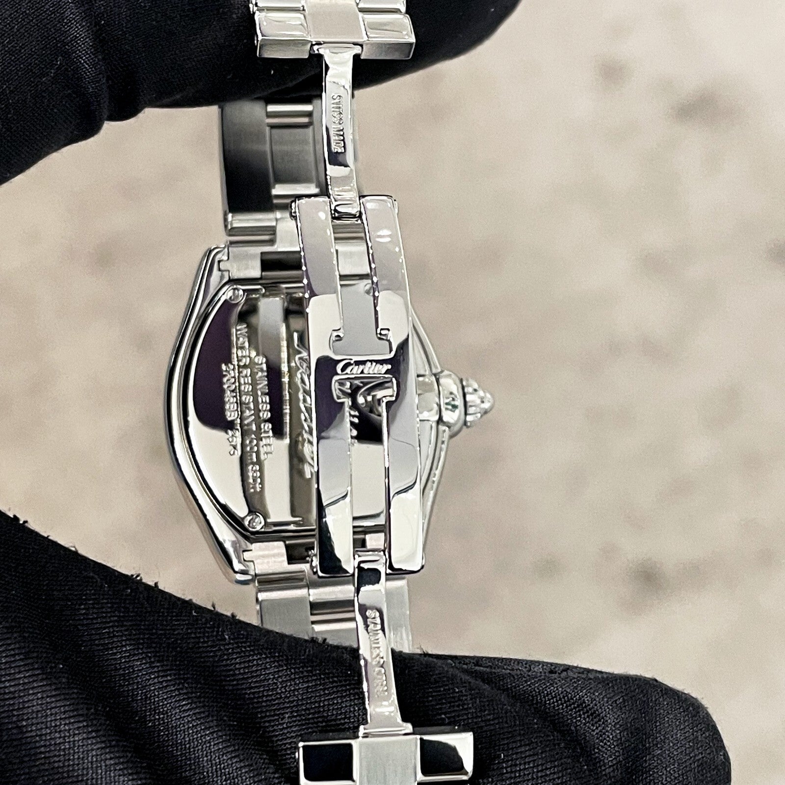 CARTIER ROADSTER LADIES BLUE ROMAN DIAMOND BEZEL STAINLESS ref: W62053V3