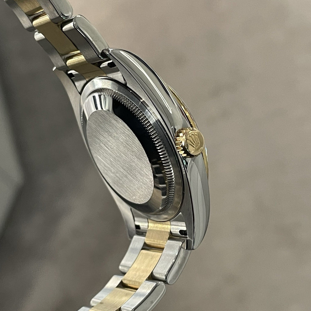 ROLEX DATEJUST 36 CHAMPAGNE ROMAN YELLOW GOLD OYSTERSTEEL FLUTED ref: 116233